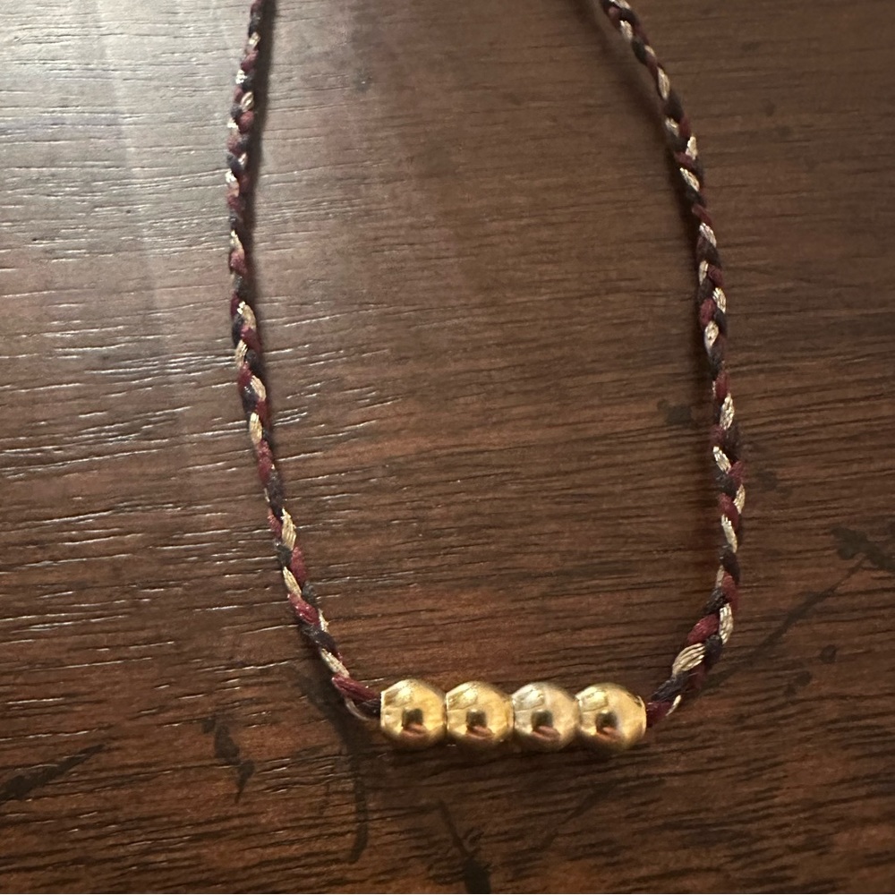 Alex & Ani braided cord and 925 gold plated chain station necklace